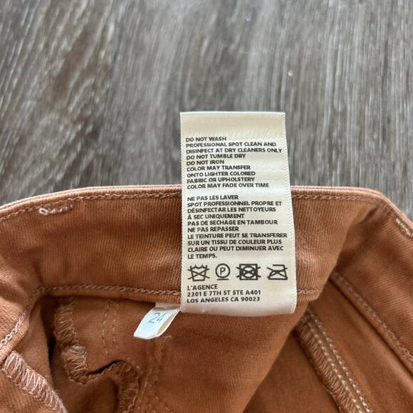 L'AGENCE Margot High Rise Skinny Jeans Java Coated Sz 24 Brown Slim Fit PantsEUC - Picture 3 of 16